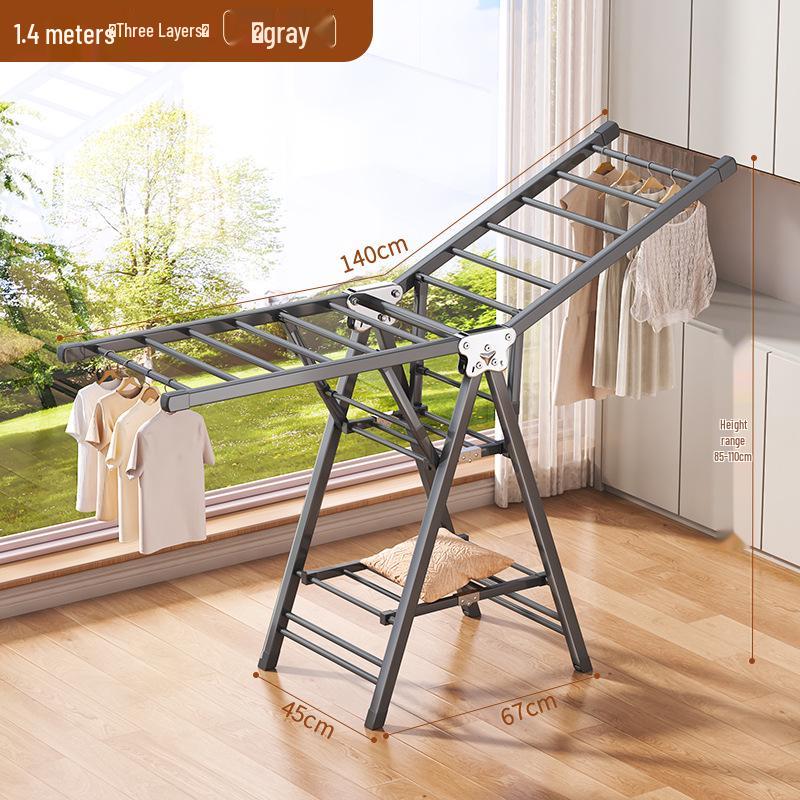Adjustable Foldable Clothes Drying Rack for Indoor/Outdoor Use - Ideal for Bedroom, Balcony, and Baby Items.