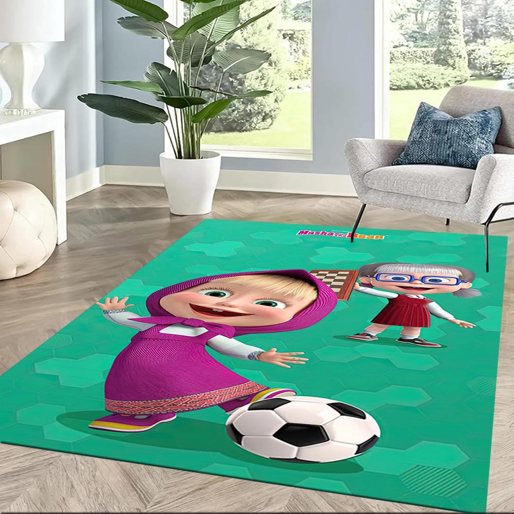 Masha Bear Area Rug Suitable for Balcony Playrooms Kitchen Dining Room Anti-slip Rug Anime Office Decor Spiritual Gift