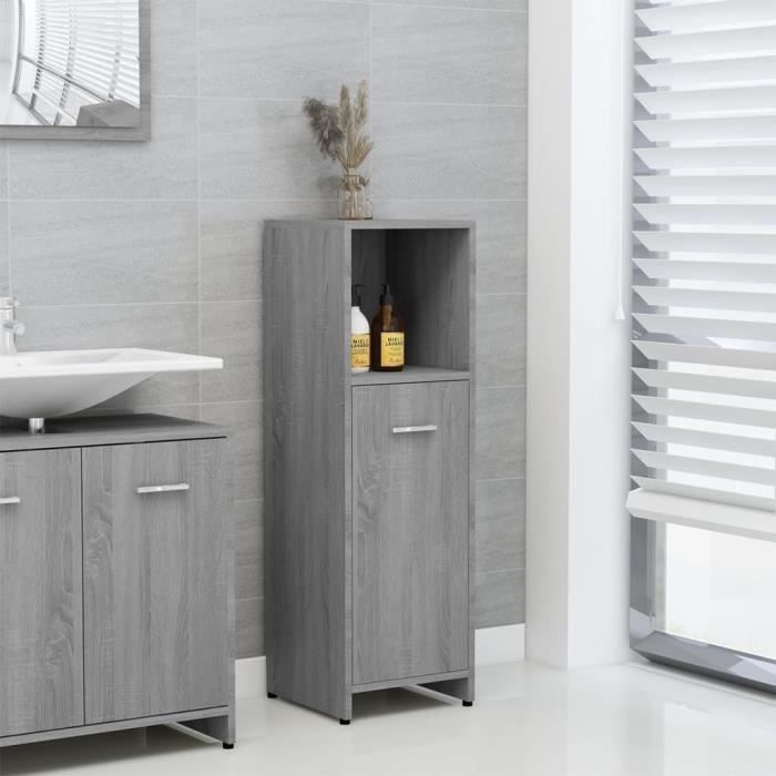 825838 vidaXL Armoire de bain Sonoma gris 30x30x95 cm Bois d'ingénierie