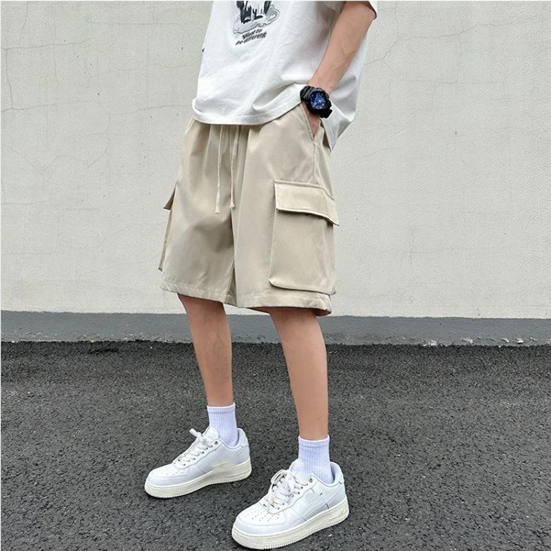 Pantaloncini Cargo da Uomo Tasche Laterali Vita Elastica Casual da Esterno Larghi Moda
