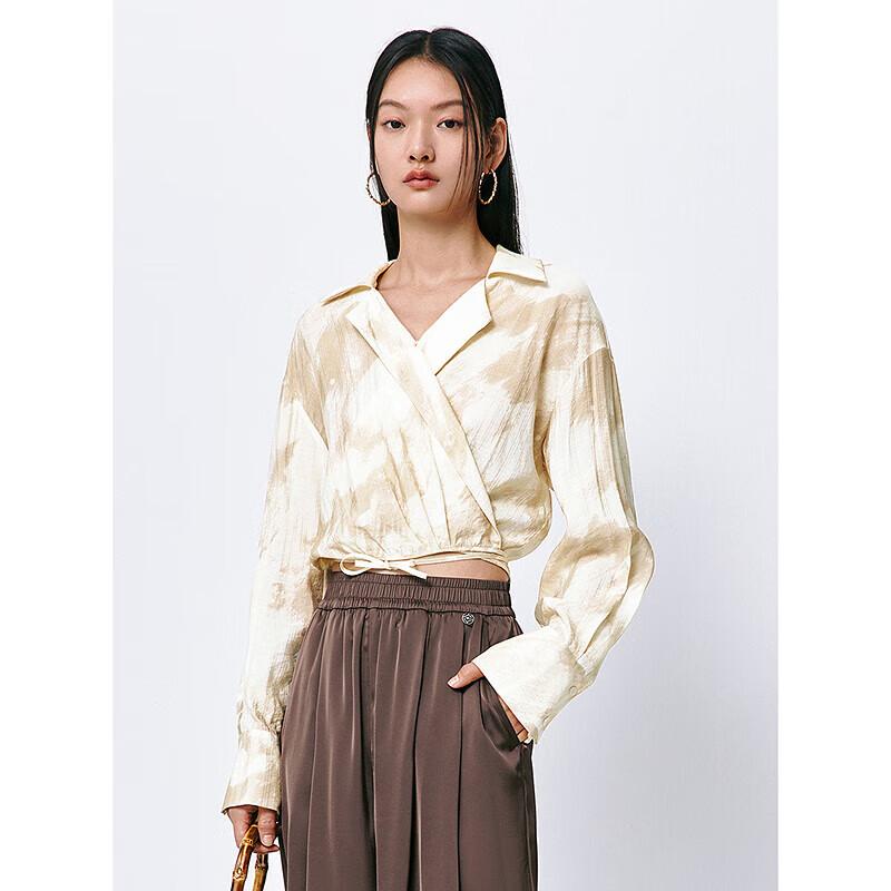 PEACEBIRD Women s Summer Wrap Tie Design Blouse M