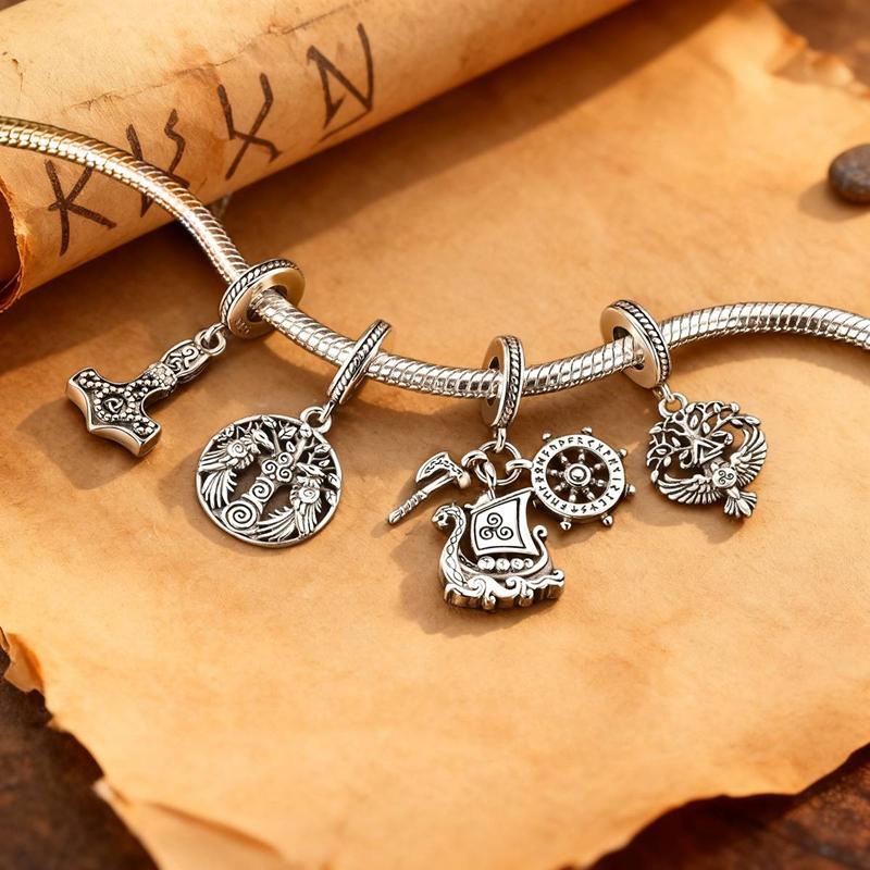 Original Charms Beads Copper Heart Bear Rose Six-Pointed Star Tree Of Life Charm Fit Bracelet Bangle Woman Man Jewelry Gift