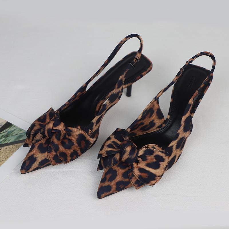 

Мода Лето Сексуальный Леопардовый Принт Женские Босоножки на Высоком Каблуке Дизайнерские Элегантные с Бантом Острый Носок Платье Вечеринка Шпилька Женская Обувь 41 коричневый