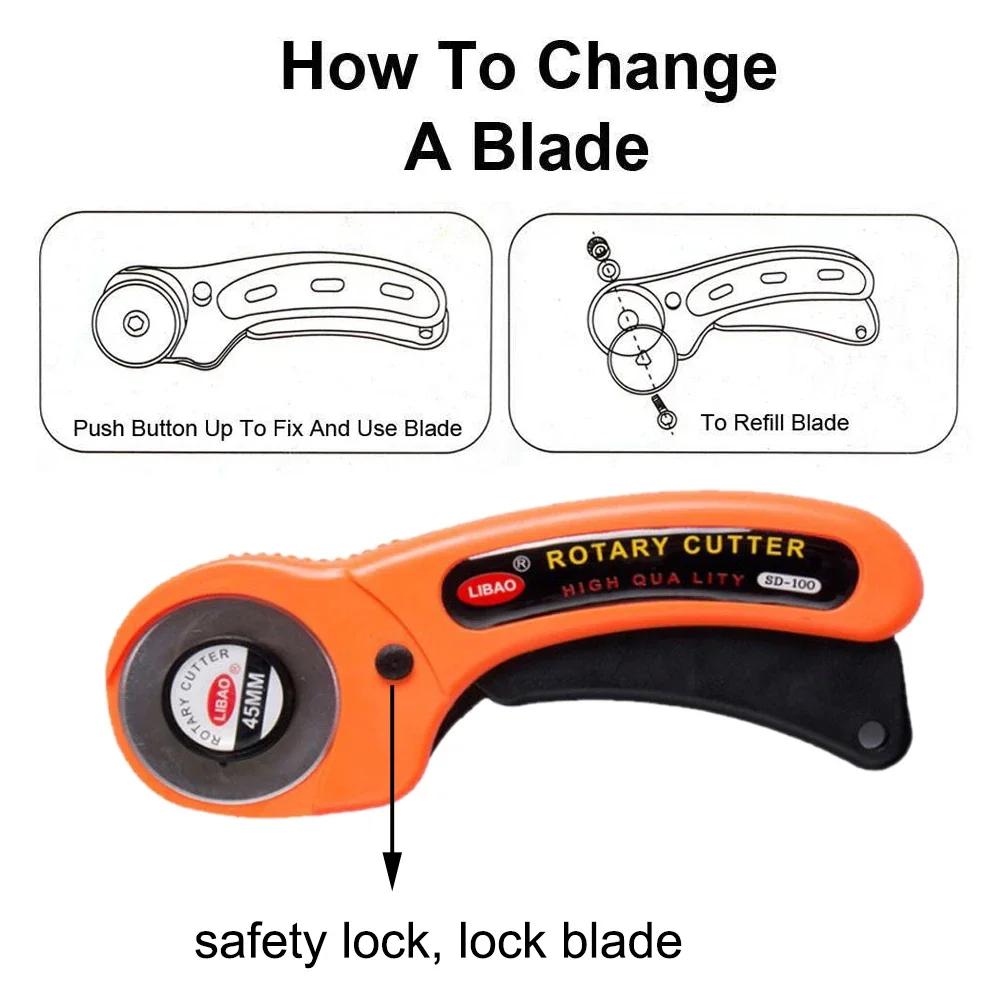 For DIY Leather Craft Orange Round Hob Fabric Leather Craft Wheel Cutter Rotary Cutter Tools with Blade and A4 Cutting Board