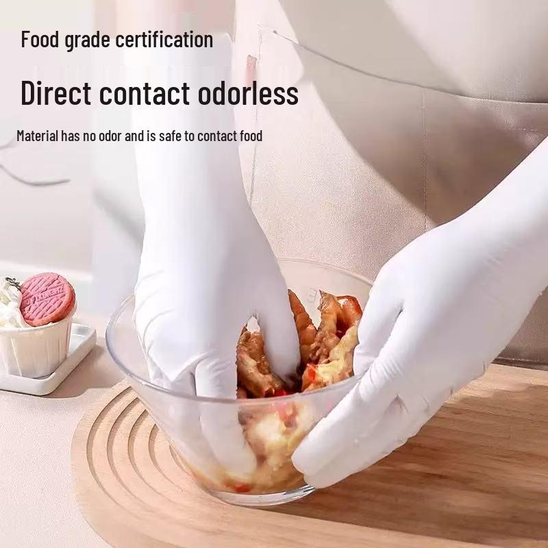 Extra Long & Thick Disposable Nitrile Gloves, Food Grade, Waterproof, Ideal for Dishwashing, Catering, and Household Cleaning.