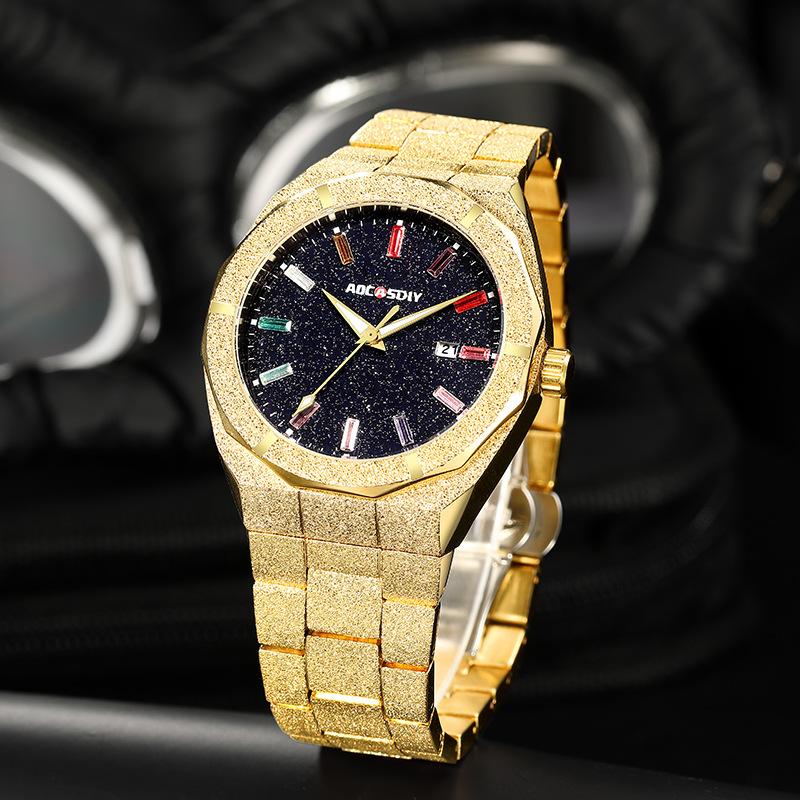AOCASDIY Luxury Business Men Watches Stainless Steel Quartz Wristwatches Auto Date Male Clock with Luminous Hands