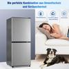 106L Energy-Saving Mini Fridge LED, 60L Refrigerator + 46L Freezer, 7 Temperature Settings, Adjustable Shelves, 166 Kwh/Year, 45db