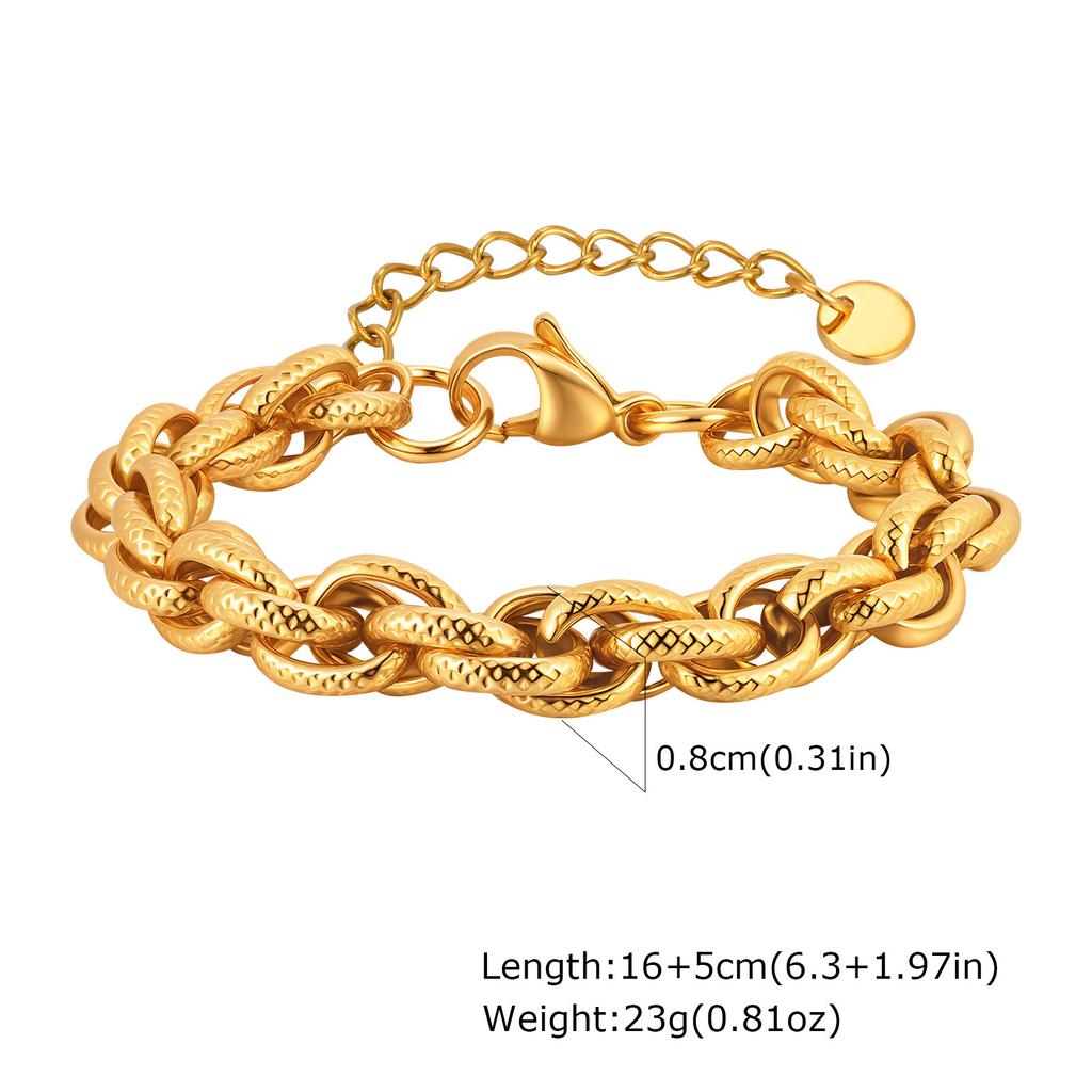 Fashion Personality Women'S Jewelry Stainless Steel Embossed Twist Chain 18 Gold Bracelet 1766