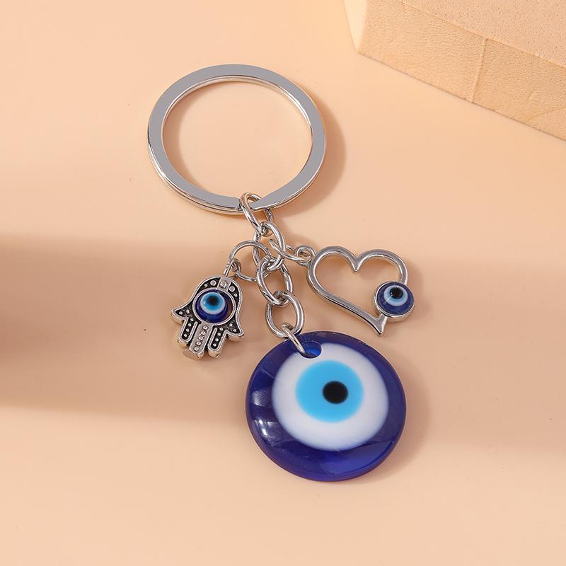 Vintage Turkish Lucky  Evil Eye Keychain Hamsa Hand Key Rings for Men Women Key Holder Handbag Pendants DIY Jewelry Gifts