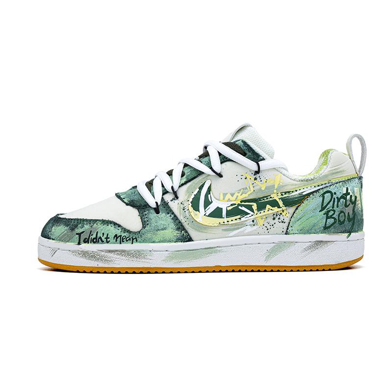 

Nike Court Borough PRM Party Star Cushioning, Wear Resistant Low top Skateboard Shoes Men s White Green 844881-100(Team947-) 44.5