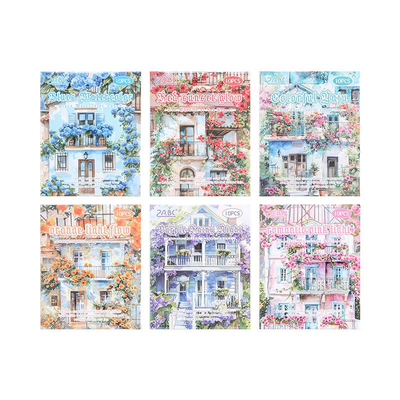10 Pcs Garden Landscaping and Paper Tent Stickers Pack PET Material Creative Stickers Scrapbooking Material