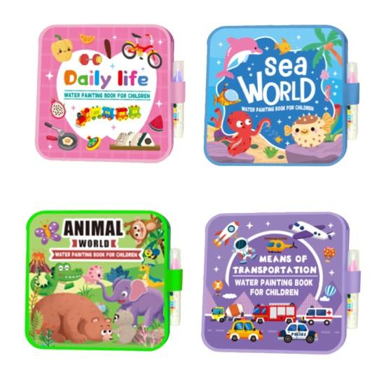 Yousheng Wassermalbuch für Kinder – Wiederverwendbares Aquarell-Bilderbuch mit Wasserpinsel – Sauberes Malbuch für kreatives Lernen und Feinmotorik