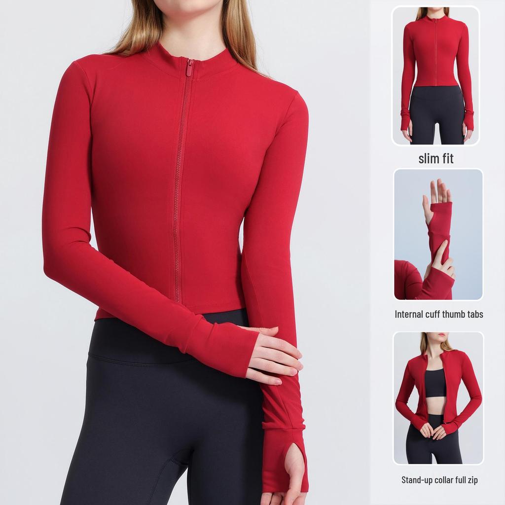 Women's Quick-Dry Yoga Jacket - Breathable, Tight Fit, Long Sleeve Fitness Top
