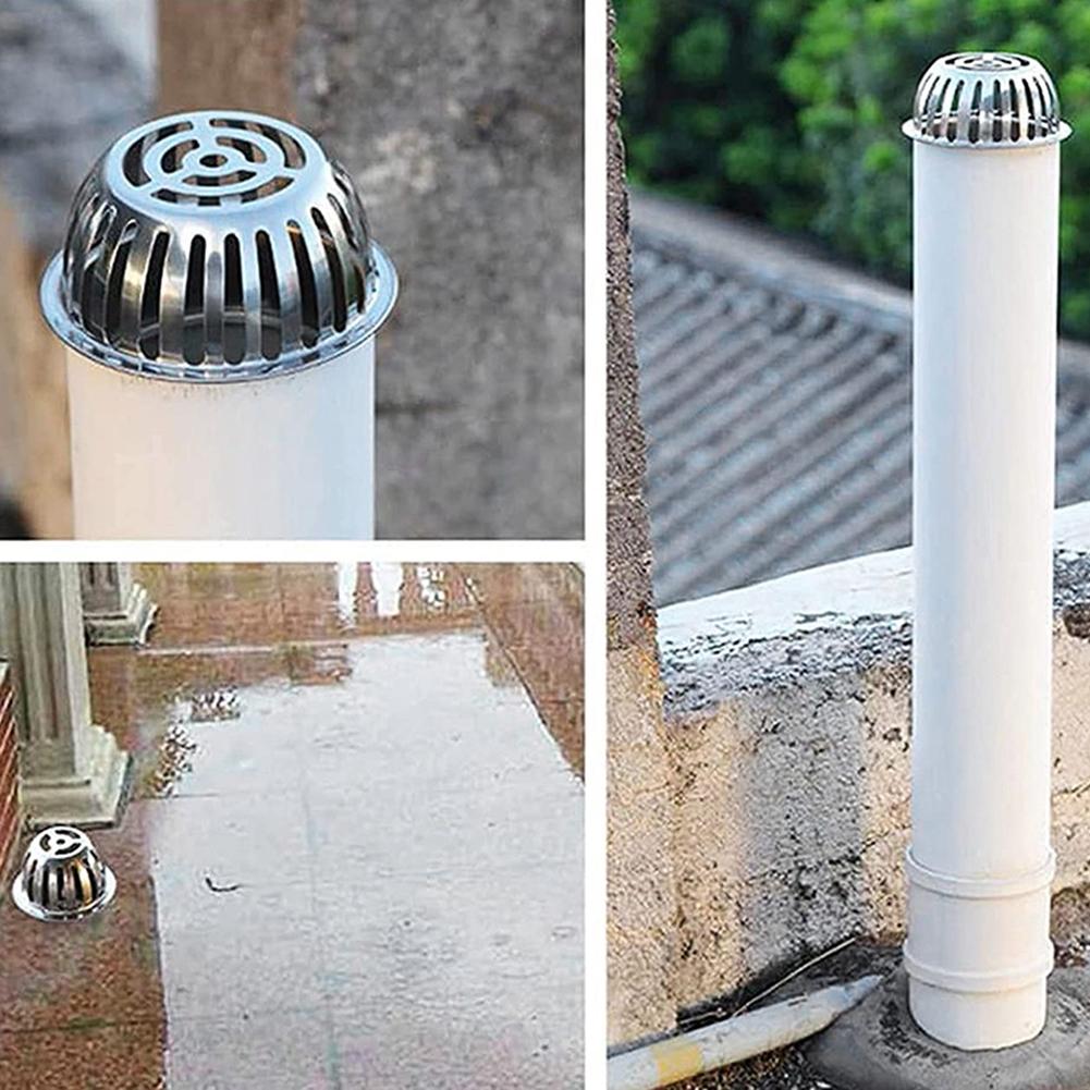 Balcony Roof Floor Drain Stainless Steel Round Large Displacement Anti-Clog Filter Screen Cover Outdoor Floor Drain Gutter Sewer
