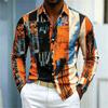 Men's Shirt, Casual Long Sleeved Shirt, Contrasting Color Patchwork Printed Shirt, Fashionable Casual Single Breasted Men's Shir