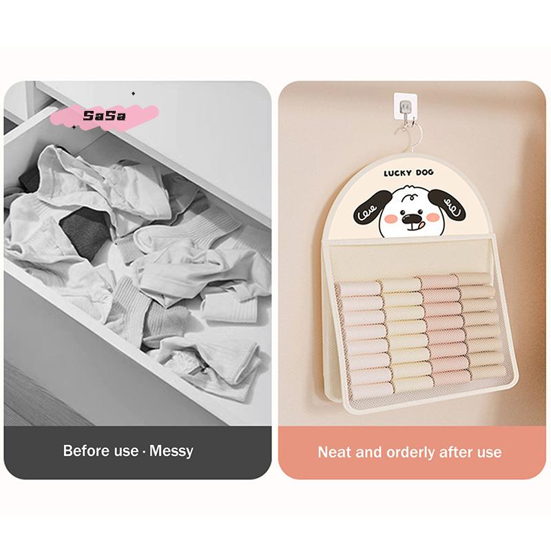 Mesh Storage Bag 1/2/3 Layer save Space Underwear Socks Organizer Breathable Wardrobe Closet with Clothes Hanger forOrganization