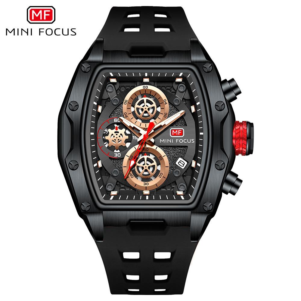 Track Sports Wind Wine Barrel Men'S Watch Curved Mirror Hollow Multifunctional Quartz Men'S Watch