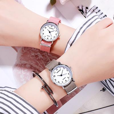 Wind Female Student Lady Watch Female Simple Temperament Girl Watch Small Fresh Girlfriend Woven Canvas