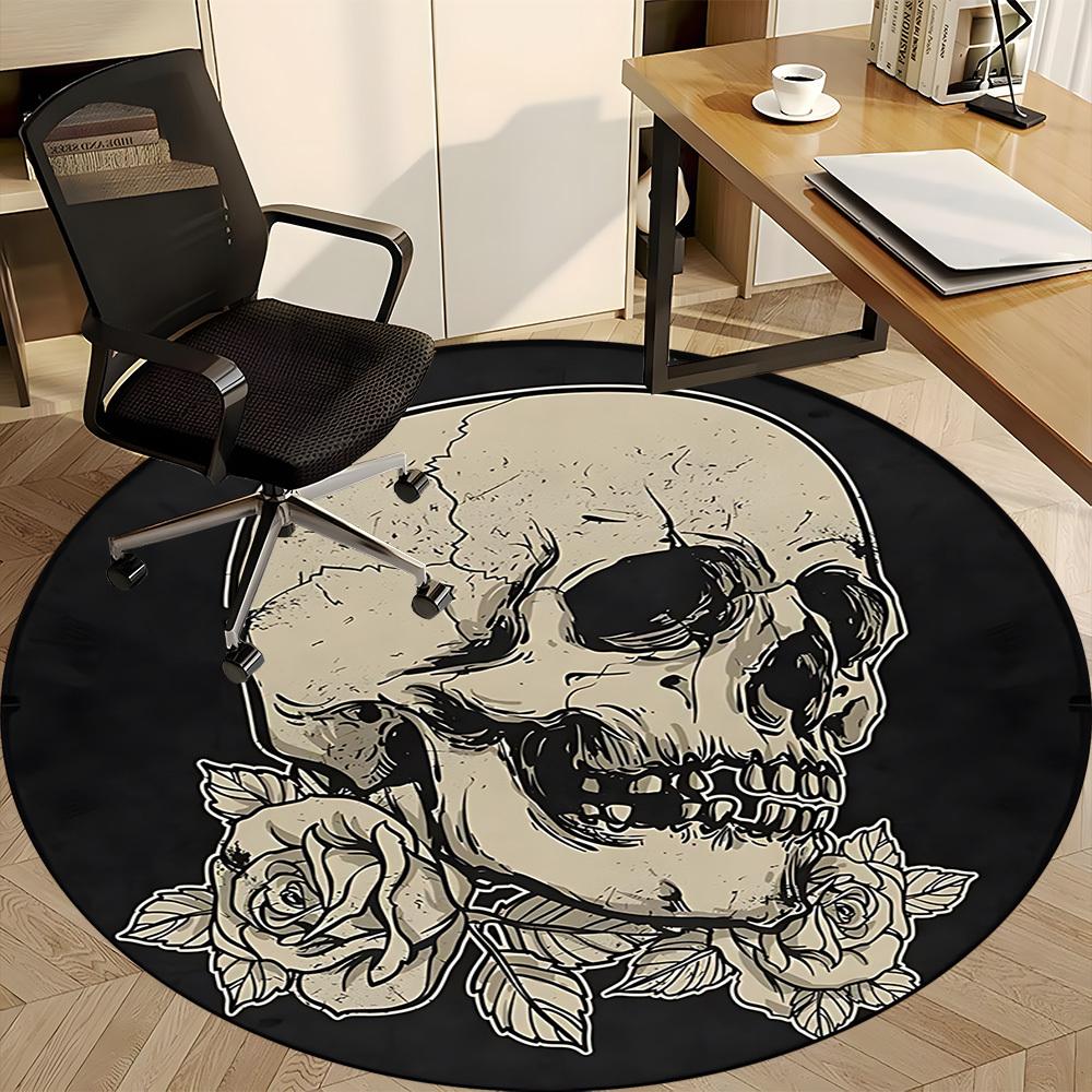 

1PC Skull Roses Design Chair Carpet for Office, Indoor Non-Slip Washable Carpet, Soft Comfortable Mat For Office Room yy250930217 80cm by 80cm