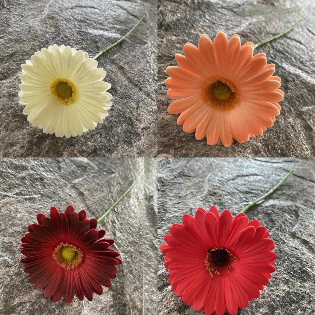 Pu Gerbera Daisy Artificial Flower For Wedding Decor Home Styling Soft Rubber Material