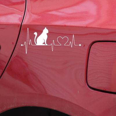 Lovely Cat Electrocardiogram Car Vehicle Reflective Decals Sticker Decoration