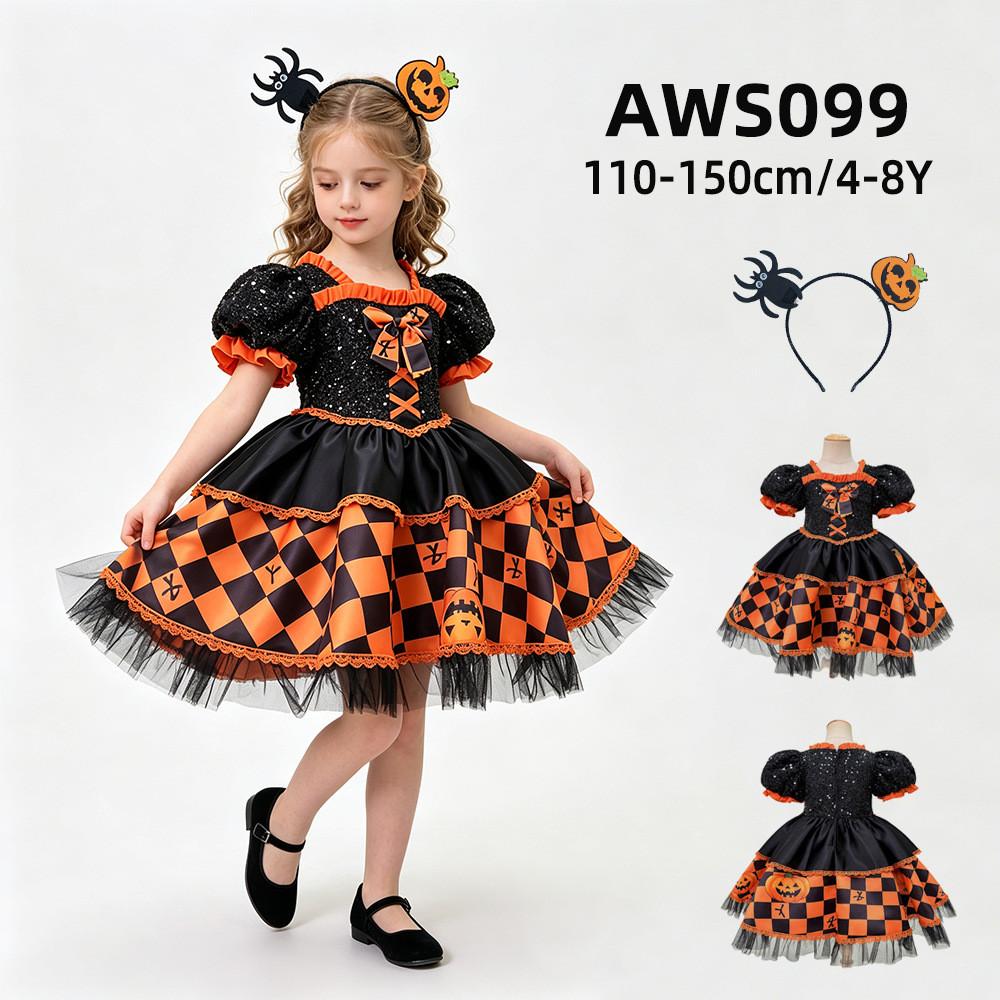 Halloween Princess Dress For Girls With Tulle And Bow For Kids Cosplay Party