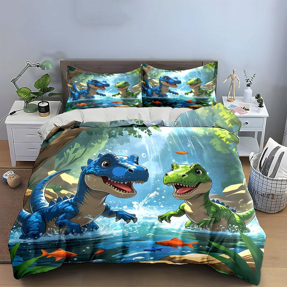 Dinosaur Kids Playset Adventure Multiple Sizes Kid'S And Adults' Bedroom Exquisite 3Pc Bedding Set, Gift
