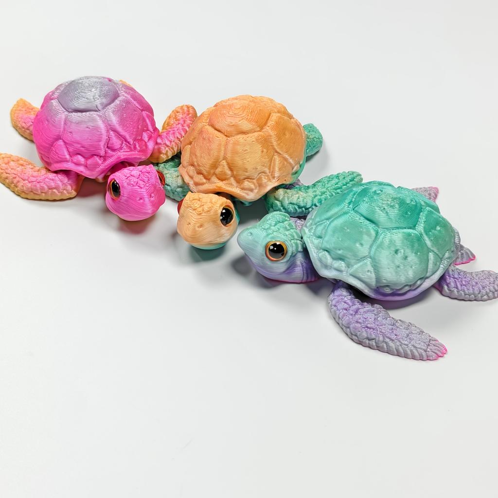 3D Printed Colorful Sea Turtle Model Tortoise Status Flexible Joint Home Office Decor Stress Relief Toy for Autism Fidget Toys