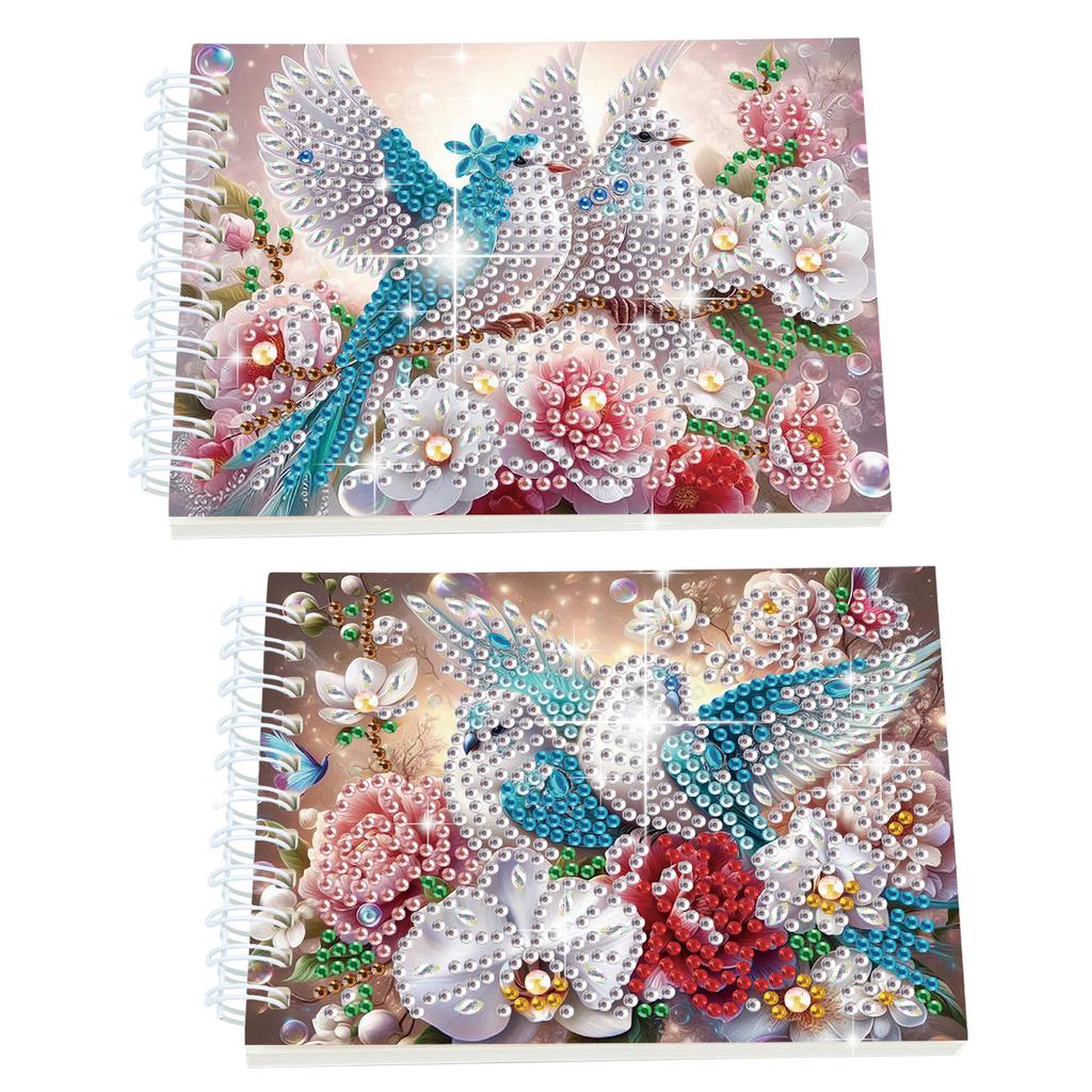 2 Pack Flower Animal DIY Diamond Painting Journals Notebooks Special Shaped Diamond Art Diary Book Christmas Gift for Adults