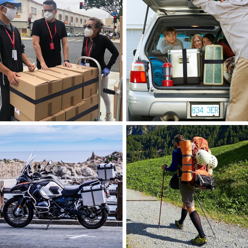 TRIWONDER Cargo Cargo Earthquake Preparedness Suitcase Prevents Cargo from Set of 4 Black Straps, Multi-Purpose Tie-Down Straps, Supplies, Straps,