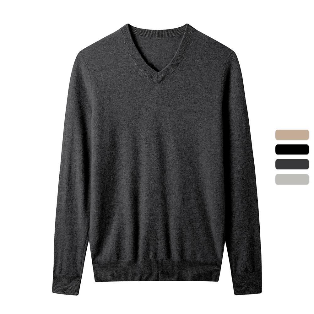 Men's 100 Cashmere Sweaters Soft Warm V-Neck Casual Pullovers