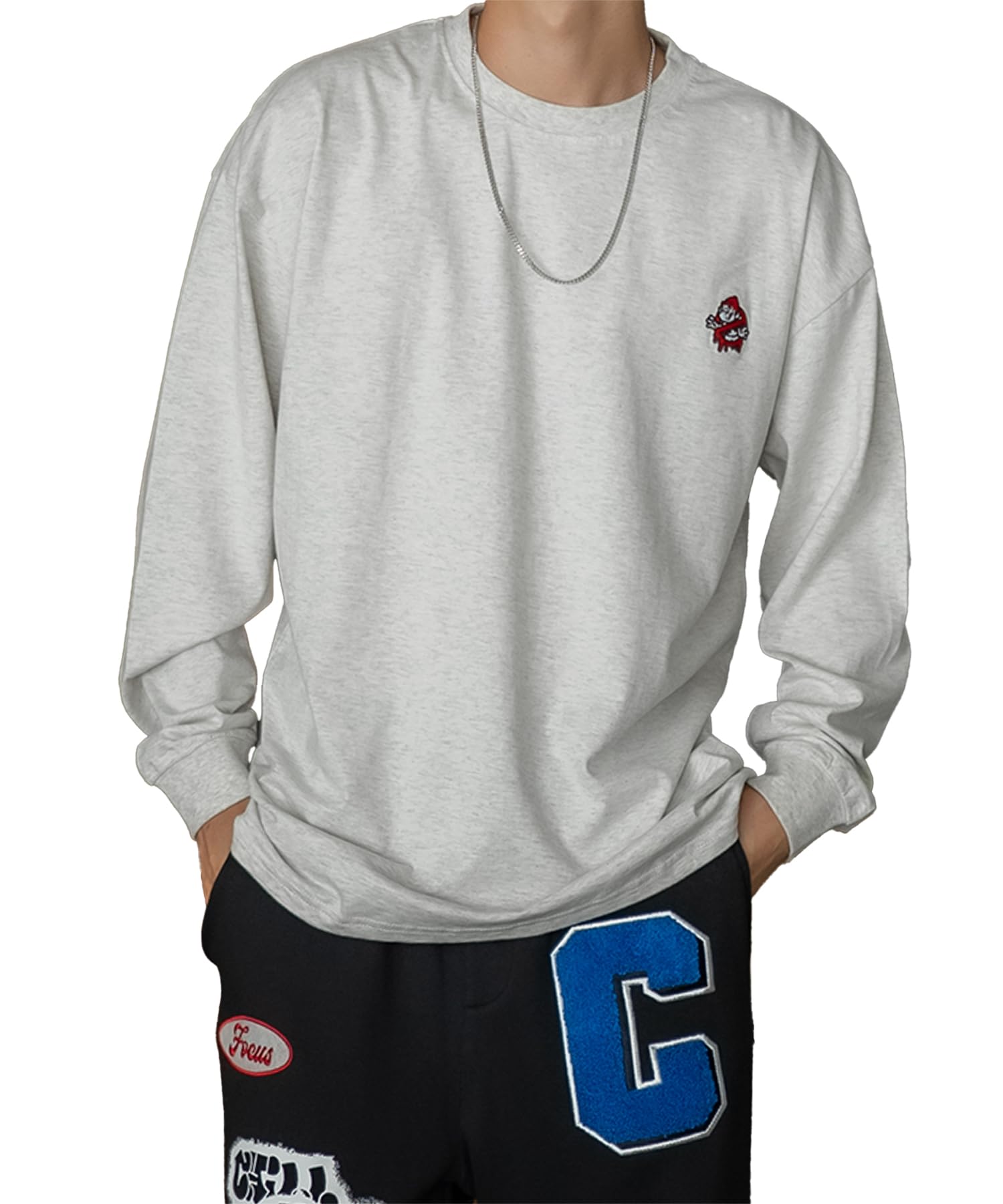 

IMPROMES Casual SIDEWAYSTANCE Embroidered No Way Long Sleeve T-Shirt, Men s, Oatmeal