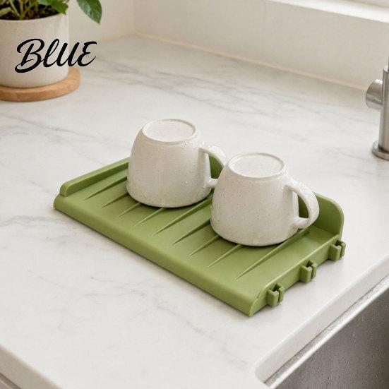 Suction Cup Kitchen Mat Silicone Sink Faucet Mat Foldable Splash Guard with Cup