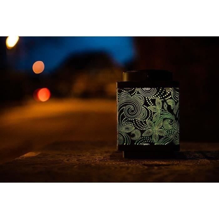 Lanterne solaire - GARDEN ID Attract - Vert 11 x 11 h15 cm - 6 à 8h autonomie - Mobile - Bouton on/off.