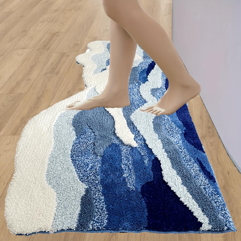 3D Irregular Bathroom Carpet, Wave Cloud Pattern Living Room Carpet, Bedroom Floor Mat,Decoration Floor Mat, Indoor Floor Plush Sofa Area Carpet