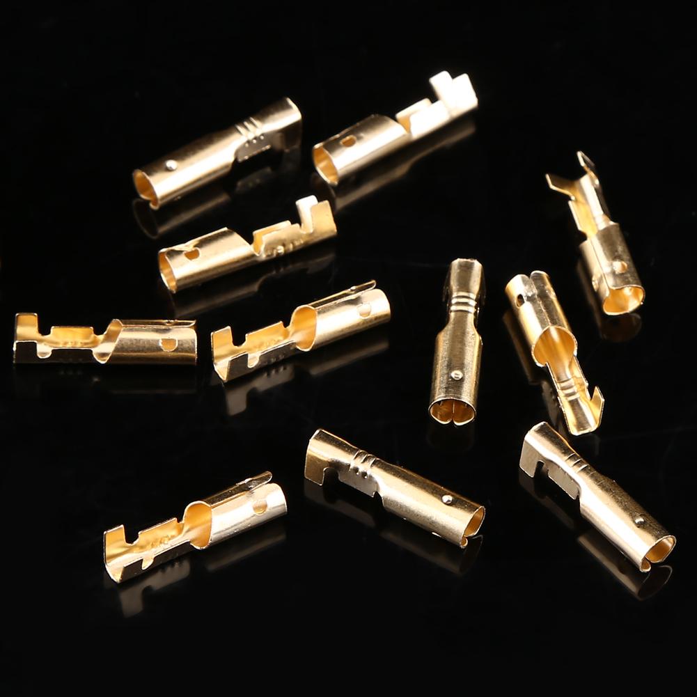 100 Pairs 3.9mm Motorcycle Brass Male & Female Wire Terminals Connectors With Insulation Sleeve
