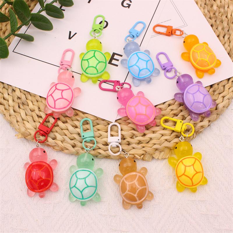 Cartoon Luminous Turtle Keychain Pendant Creative Kawaii Animals Key Ring Backpack Decoration Accessories Birthday Gifts
