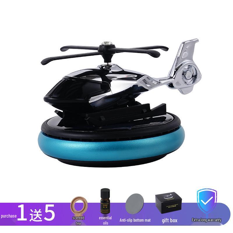 Solar-Powered Rotating Helicopter Car Air Freshener - Perfume Holder for Center Console
