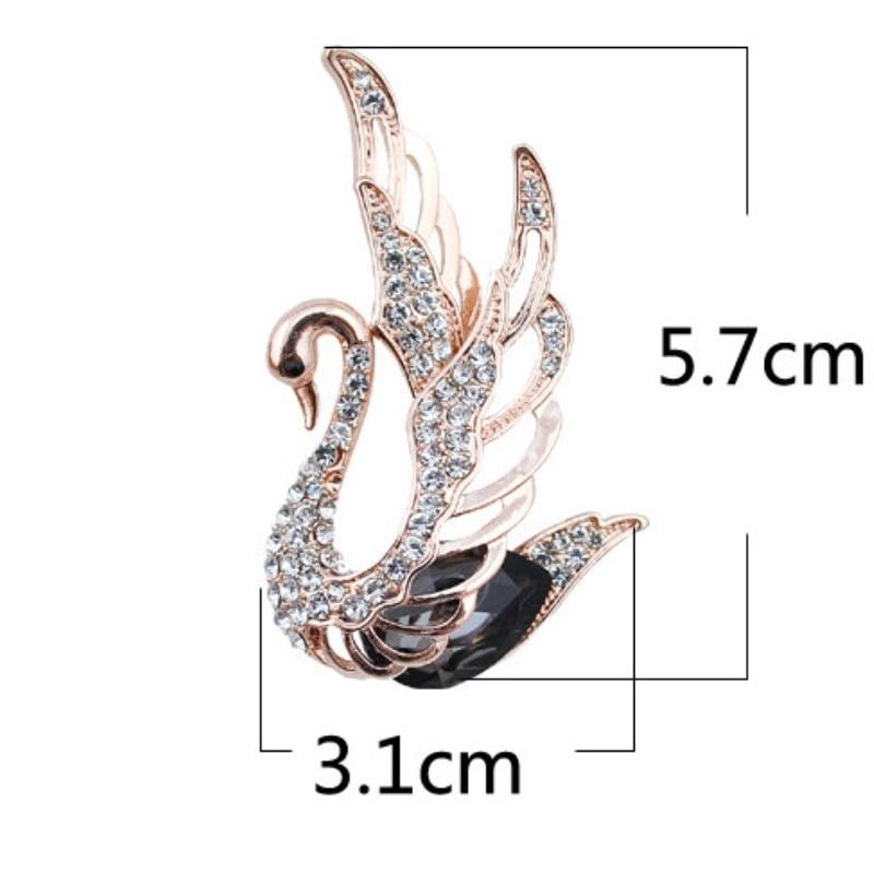 3 Colors Choose Rhinestone Crystal Swan Brooches for Women Elegant Animal Pins Fashion Jewelry
