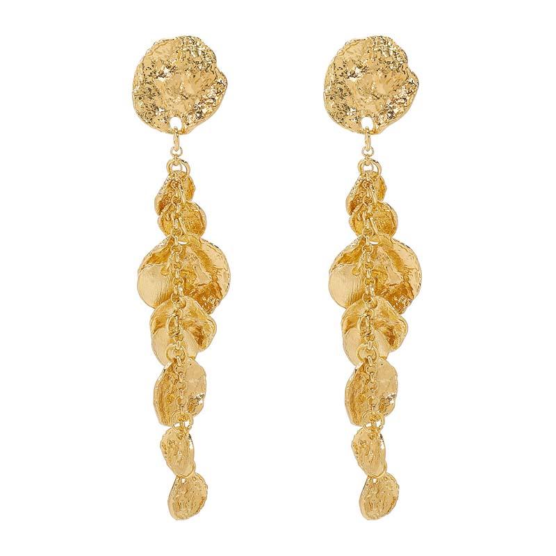 

Vintage Metal Geometric Round Drop Earring for Women Exaggerated Gold Color Long Circle Pendant Earrings Zircon Accessories