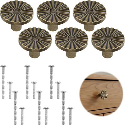 6Pcs Antique Brass Drawer Knobs Kitchen Cupboard Cabinet Door Pulls Handles