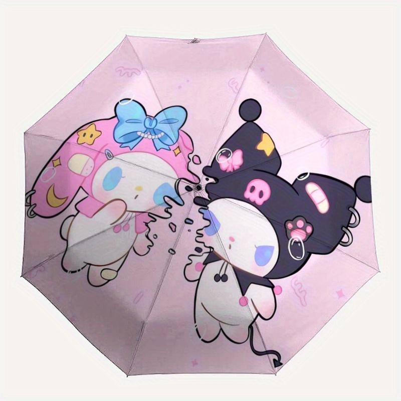 1pc My Melody and Kurome Cinnamoroll Automatic Opening and Closing Umbrella, Lightweight 3-Fold, With Cute Cartoon Characters, Suitable for Home, Outd