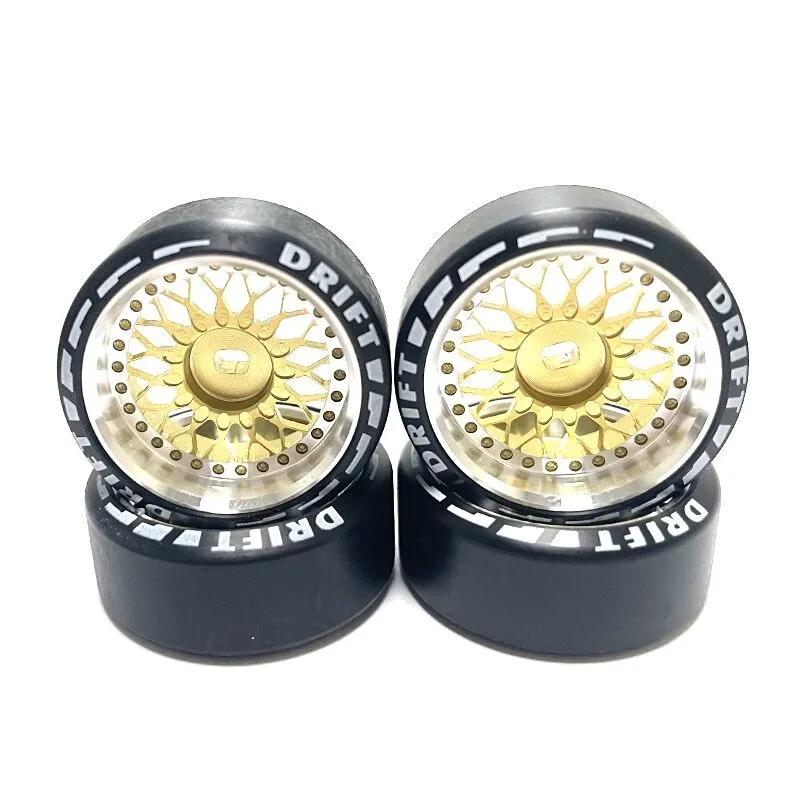 4pcs/set alloy rc wheel rim+ drift tire for 1/28 Wltoys K969 K989 P929 kyosho rally model car upgraded part