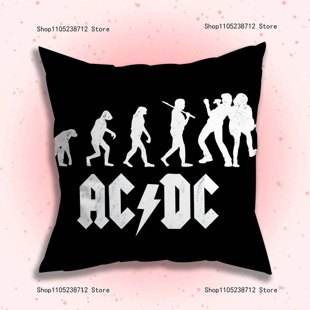 Federe Cuscino Banda Rock A-ACDC Cantante Cool Cartone Animato Divano Decorativo Casa Stampa Double-sided Corto Peluche Carino Federa Cuscino