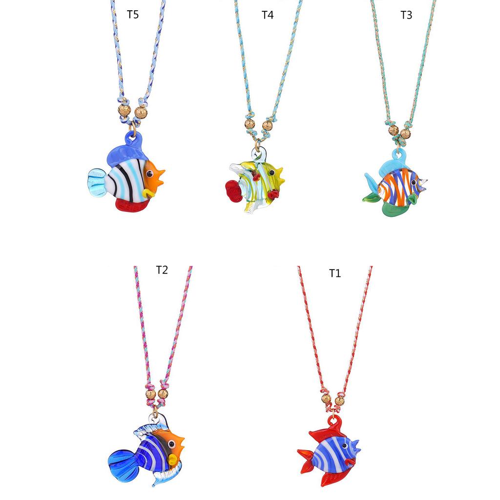 Fish Glass Pendant Necklace Adjustable Chain Necklace Unique Fish Necklace Glass Texture for Casual or Formal Wear