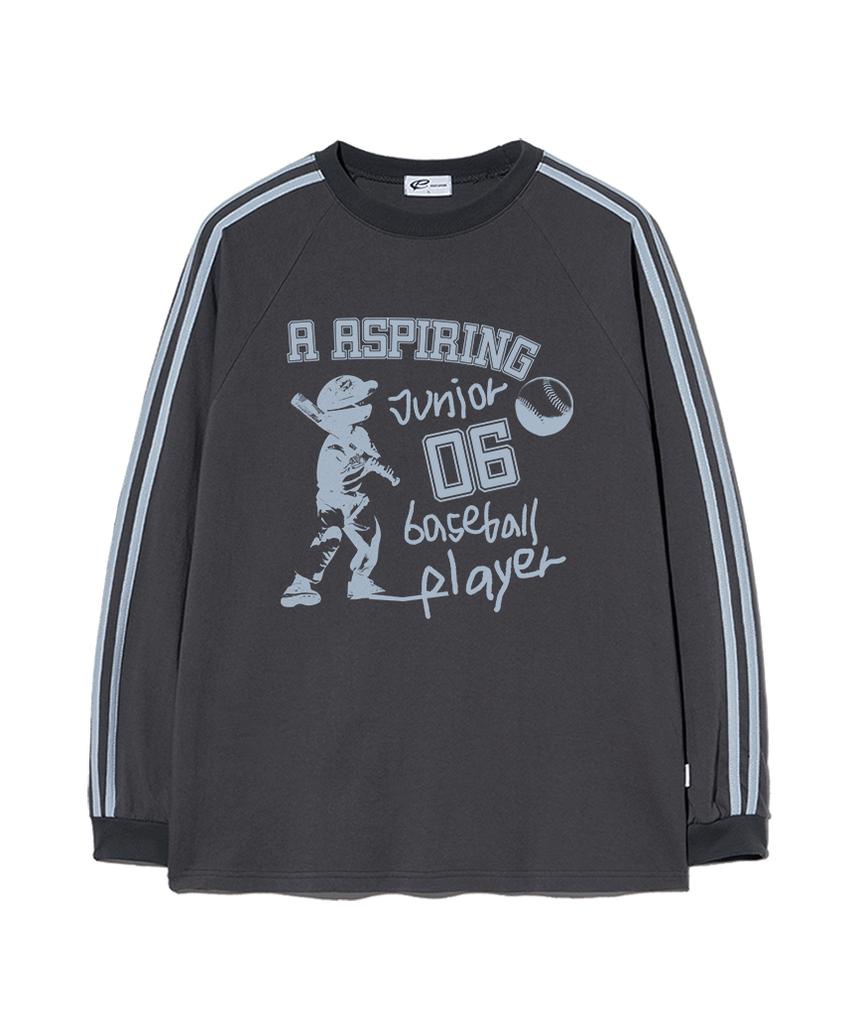ESCAPEFROM Baseball Junior Print Track Long Sleeve Charcoal