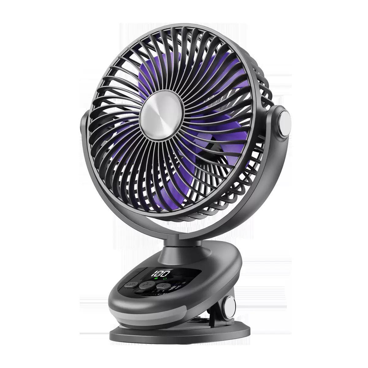 Small Clip-on Silent Tabletop Fan for Dorm, Office, or Stroller 3000mAh серый