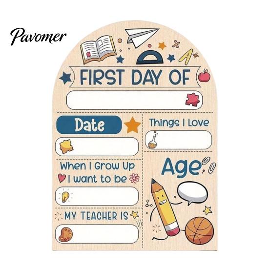 Wooden Message Board for Classroom First Day of School Board, Reusable Erasable Chalkboard Design, Creative Ornaments Stable Base Photo Prop