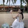 Women's Seaside Summer Backless Bandage Beach Dress with French Slip Design