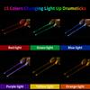 Illuminated Drumsticks (USB Charging), LED Light Sticks, with Bag, Light-Up Drumsticks (15 Colors, Pair of 2, Rechargeable)